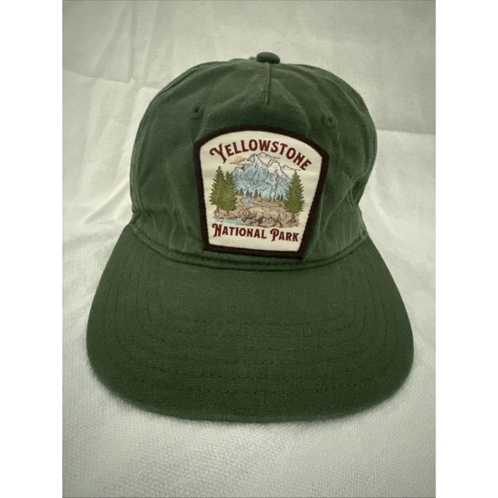 YELLOWSTONE PARK Men's HAT CAP WYOMING CKER TRUSNAPBACK GREEN VINTAGE Rope
